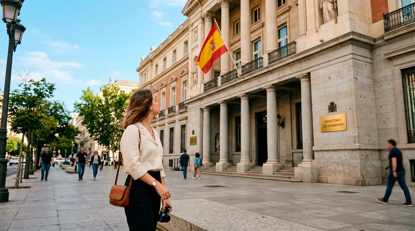 Regulación de apuestas en España: edificio institucional de la DGOJ y documentación legal